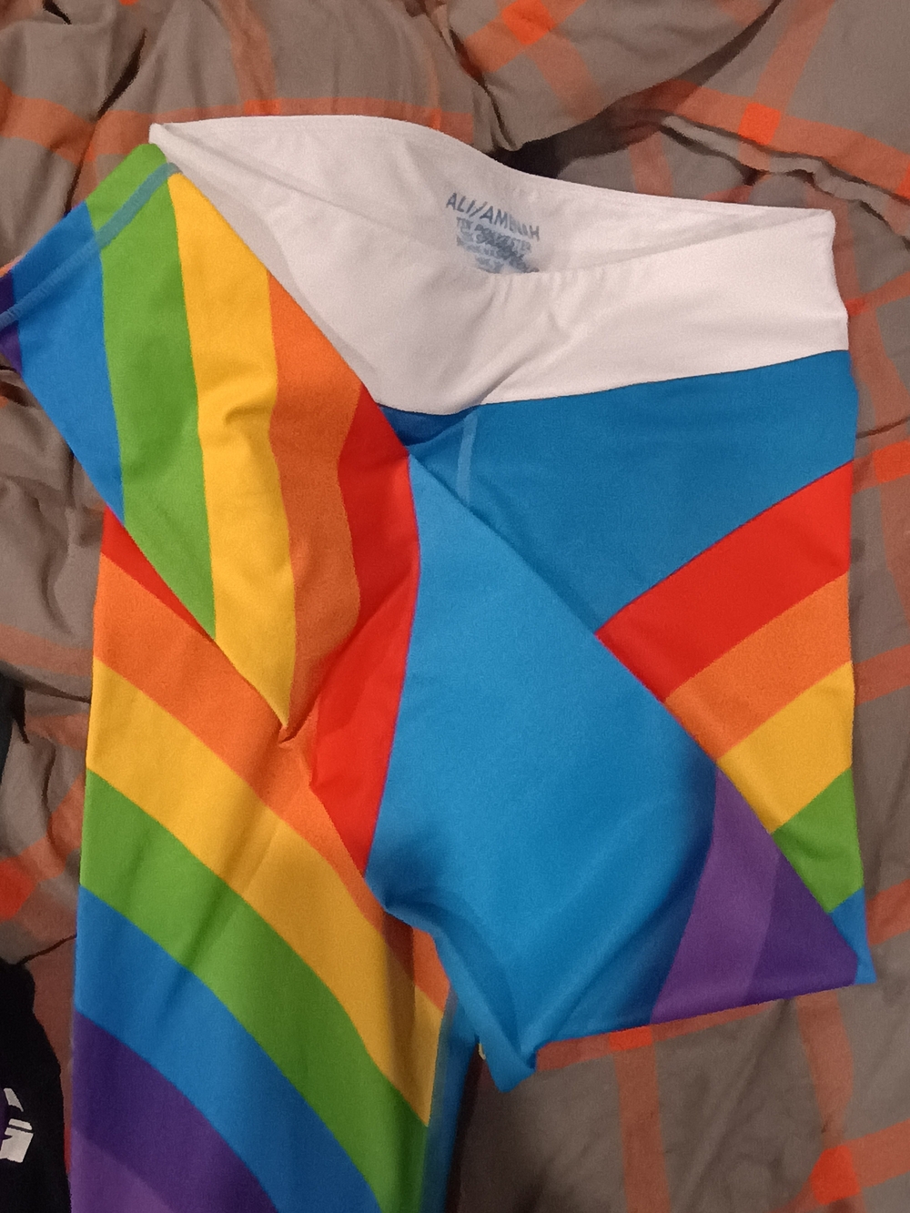 GRRRL Size Ali/Amenah Rainbow Athletic Leggings with White Waistband